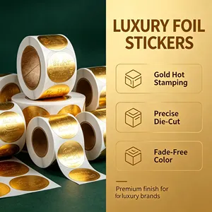 Round Gold Foil Stamping Label for Coffee Cups Glass Bottles Gift Boxes Packaging Seal <b>Sticker</b> PET Material - Product Image 6