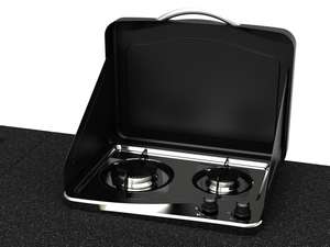 Estufa de Gas Integrada en Mesa para Vehículos Recreativos (RV), Dos en Uno, Alto BTU, con Protección Contra el Viento, Modelo RVS-04R de Acero Inoxidable - Product Image 3