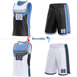 Conjunto de camiseta y pantalones cortos de baloncesto reversibles personalizados, uniformes de equipo sublimados que absorben la humedad, unisex, para hombres, mujeres y jóvenes - Product Image 1