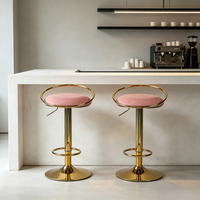 Tabourets de bar roses modernes de luxe, durables, pivotants, réglables en hauteur, ergonomiques, en métal, pour la maison, le bar et l'hôtel, fabriqués en usine en gros