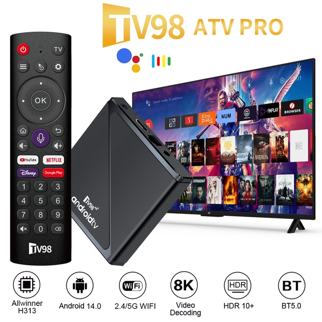 TV98 ATV PRO TV BOX STB 8K Streaming Media Player Set-top Box Premium Google Android 12 TV Box Europe France Germany Universal