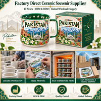 Souvenirs du Pakistan, tasse en céramique avec illustration de la mosquée Faisal, boîte cadeau, souvenir de voyage personnalisé, monument asiatique, tasse souvenir OEM ODM en gros