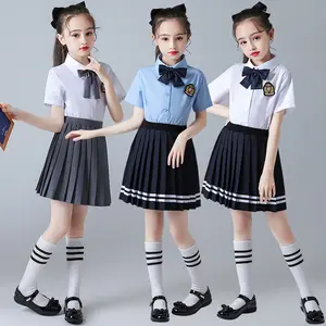 Детский синий школьный нагрудник для дошкольников и младенцев брюки и нагрудник юбка униформа для детей школьная форма дизайн для мальчиков и девочек
