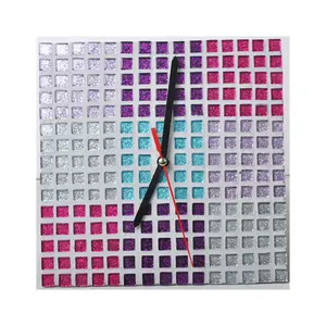 Квадратные Красочные часы с мозаикой из хрустального стекла DIY