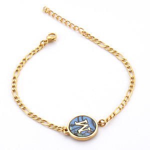 Zogxin Letter <b>Bracelet</b> Gold Chain Round <b>Initial</b> Charm Women's Jewelry Gift Fashion Accessory - Product Image 5