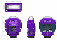 Projecteur LED carré professionnel de qualité supérieure CSP, avec ventilateur turbo haute vitesse, montage standard 3'', 12V, nouveau, violet, bi-faisce, ECE