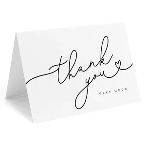 Custom Simple Blank White Gift Cards Folding Wedding Card Thank You Note with Envelope for Customers