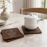 Sous-verre carré en bois de noyer, isolant thermique, antidérapant, pour tasses à thé, cuisine et salle à manger