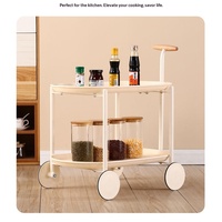 Table d'appoint de canapé en forme de lune, chariot de style nordique crème pour salon, table basse mobile avec étagère de rangement, fabriquée sur mesure par le fabricant