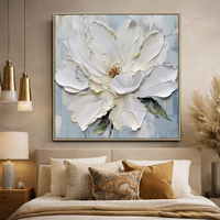 Art mural en plâtre moderne personnalisé, fleurs en 3D peintes à la main, toile écologique, art mural abstrait, peinture florale d'artiste