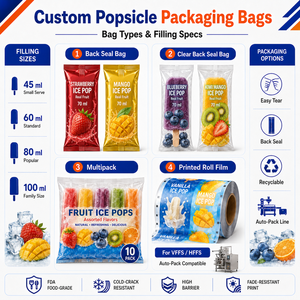 Bolsas para paletas de helado personalizadas, rollo de película transparente de PE, a prueba de fugas, laminadas, para helados de <span class=keywords><strong>vainilla</strong></span>, con sellado trasero, 50g - Product Image 3