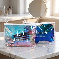 Sacs à fermeture éclair en PVC pour bijoux, petits, avec logo personnalisé, emballage givré réutilisable avec impression offset, 100 pièces