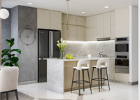 Cuisine modulaire de conception professionnelle à guichet unique avec ensemble d'unités d'îlot Armoire de cuisine moderne en bois massif pour Villa Appartement