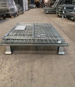 Dây lưới container lồng kho nhiệm vụ nặng nề xếp chồng gấp dây thép lưới lồng lưu trữ Pallet hộp với bánh xe - Product Image 4