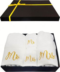 Toallas de Algodón Blancas Personalizadas con Logotipo, Recuerdo de Boda, Toalla de Mano para Novia - Product Image 1