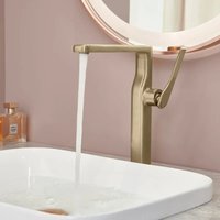 Robinet de lavabo mural moderne en laiton massif chromé à poignée unique, monotrou, certifié NSF, eau chaude et froide, pour maison, hôtel, salle de bain