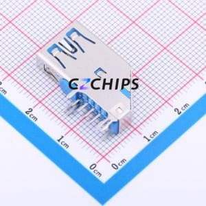 USB-304CD-ARW USB Connector Bent Lead Through Hole Connector Type-A USB 3.0 Female Right Angle Insert - Product Image 2