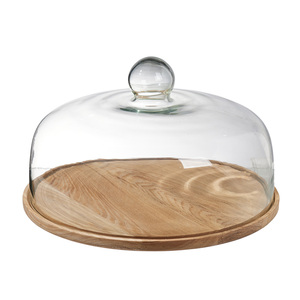 <span class=keywords><strong>Plateau</strong></span> de service <span class=keywords><strong>en</strong></span> bois de frêne naturel pour gâteaux et cupcakes avec cloche <span class=keywords><strong>en</strong></span> <span class=keywords><strong>verre</strong></span> pour cuisine, anniversaire, mariage - Product Image 3