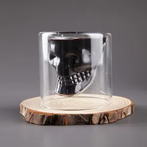 Novelty Custom Halloween Skulled Glass Candle Jar Scented Candle