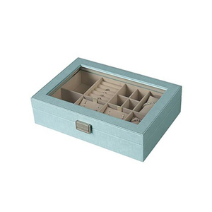 Window Jewelry Organizer Glass DS High End Light Blue Earrings Packaging Handmade Wood Rectangle MDF <b>Vintage</b> Luxurious DSJ-1002 - Product Image 3