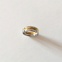 Chic courbé deux couleurs argent or basique large anneau 18k sans ternissement en acier inoxydable cool quotidien index bagues pour les filles