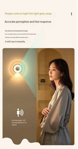 Foco de luz inteligente con Sensor de cuerpo humano, lámpara LED inalámbrica para el hogar, dormitorio, armario, lámpara de baño, luz nocturna de carga para pasillo - Product Image 3
