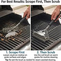 Brosse de nettoyage de barbecue sans poils en plastique, grattoir à spirale renforcé, manche long, nettoyeur de barbecue sûr pour grilles à gaz et à charbon de bois