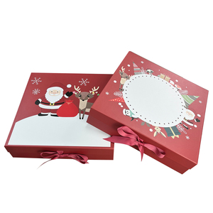 Caja de Regalo Navideña con Logotipo Personalizado, Cierre con Cinta Roja, Caja de Papel Rígido para Regalos Navideños, Galletas y Embalaje de Regalos - Product Image 1