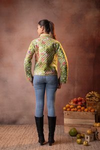 Handmade <b>Kantha</b>-Style Floral Patchwork Quilted <b>Jacket</b> Printed Cotton Breathable & Eco-Friendly 100% Cotton Shell - Product Image 3