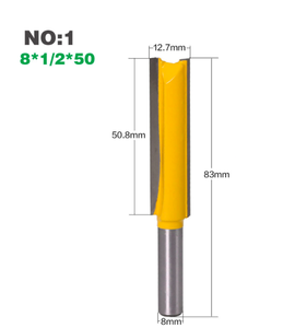L-N196 1 pièce 8mm tige <span class=keywords><strong>longue</strong></span> lame droite mèche de toupie 1/2 pouce pointe double cannelures mèches de coupe - Product Image 3