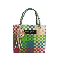 Sac fourre-tout en paille tressée pour femme, style Ins, fait main, tendance streetwear, idéal pour les vacances, inspiré des influenceuses