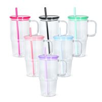 Gelas Tumbler Akrilik Dinding Ganda 20Oz Ramah Lingkungan, Dapat Dipersonalisasi,  DIY,  Pre-Drilled,  Dengan Gagang