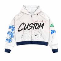 Veste streetwear unisexe 100% Coton Vintage délavé à l'acide, coupe courte zippée, à blocs de couleur, avec lettres cloutées et motif bootleg, style grunge
