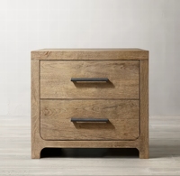 NIGHTSTAND RH DAVOS Kayu Oak Alami Terpasang Gagang Elegan Modern Ramah Apartemen Ramah Lingkungan Penyimpanan Kamar Tidur