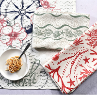 WML043 Serviettes en coton et lin imprimées en gros 50x70cm, style nordique, respirantes, décoratives, torchons de cuisine, absorbantes, nappes de table