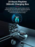 Earphone Nirkabel Olahraga Q80 HIFI Bone Conduction dengan Layar Digital, Earphone Bentuk Anting untuk Ponsel