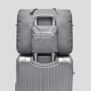 Travel Storage Foldable Duffle <b>Bag</b> Waterproof Oxford Fabric Adjustable Strap Unisex Casual Travel <b>Bag</b> <b>20L</b> Gray Orange Navy Black - Product Image 2