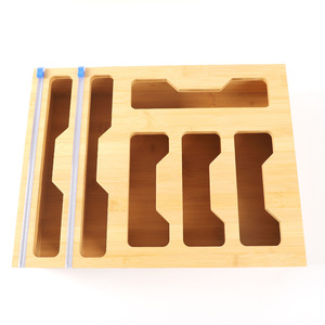 Bamboo plastic wrap cutter drawer food storage bag with cutter storage box wall-mounted aluminum <b>foil</b> cutter storage box - Product Image 3