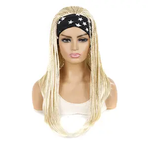 Meikeiko синтетическая повязка на голову, парик, косички, вязаные волосы, Платиновые светлые парики с шарфом для женщин, африканские плетеные головные уборы, парик