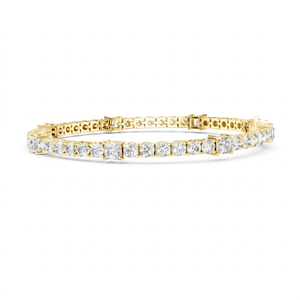 Unisex Yellow Gold ROUND AND PRINCESS Cut Lab Grown Diamond tennis Bracelet IGI Certified Trendy Style New design - Product Image 1