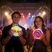 Tambourin LED rond de 5 pouces, néon, sonore, en PVC/ABS durable, thème romantique, cadeau pour les fêtes, les événements, les activités promotionnelles