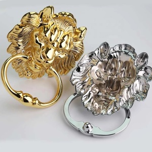 Cosin Hardware Classic <strong>Gold</strong> and Chrome Zinc Solid Cabinet Door Lion Head <strong>Knob</strong> Pull Ring Size : 160x120mm - Product Image 2
