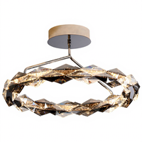 Plafonnier LED Minimaliste Moderne, Lustre en Cristal, Acier Inoxydable, Lumière Tricolore, CRI 98, Protection Oculaire, pour Chambre à Coucher
