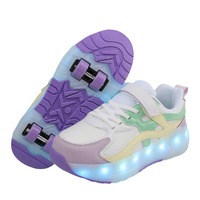 Patins à roulettes en polyuréthane à LED rechargeables, à double rangée de roues, pour enfants et adultes, toutes saisons, vente en gros transfrontalière directe usine