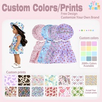 Tenue d'été personnalisée pour poupée de 18 pouces : Robe sans manches à imprimé floral marguerite coloré et chapeau de plage assorti – Vêtements de poupée personnalisés