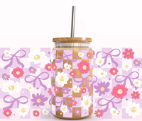 Gobelet Isotherme 16oz en Verre Motif Papillon Fleur de Cerisier Dessin Animé, Tasse à Café Glacé Pastel Libbey, Design Floral Mignon, Transfert Thermique