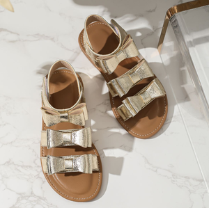 Sandales d'été montantes pour enfants, blanches, or et argent, avec nœud, vente en gros - Product Image 4