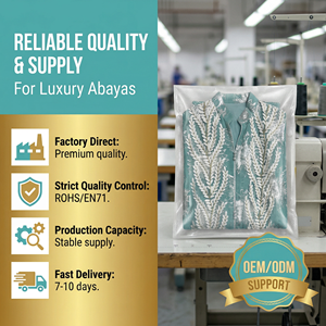 อาบายะห์ผ้าลูกไม้ฟอยล์หรูหราสำหรับผู้หญิง ปิดด้านหน้า แบรนด์ส่วนตัว - Product Image 6