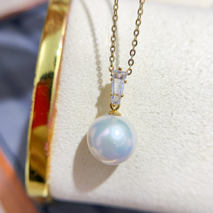 S925 Silver Pendant 10-13mm Beads DIY Simple <b>Jade</b> Necklace Stand Accessory Empty Stand 31035 Product Pearl Pendants Charms - Product Image 3