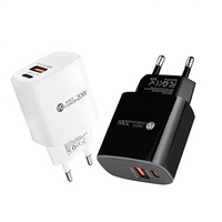 Chargeur USB double port avec prise EU certifié CE pour Samsung PD 20W USB-C PD, adaptateur mural de charge rapide pour téléphone portable